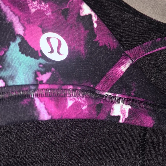 Lululemon 8 Free To Be Zen Bra Strappy Web Back Straps Multi Color Floral Purple - Picture 10 of 15